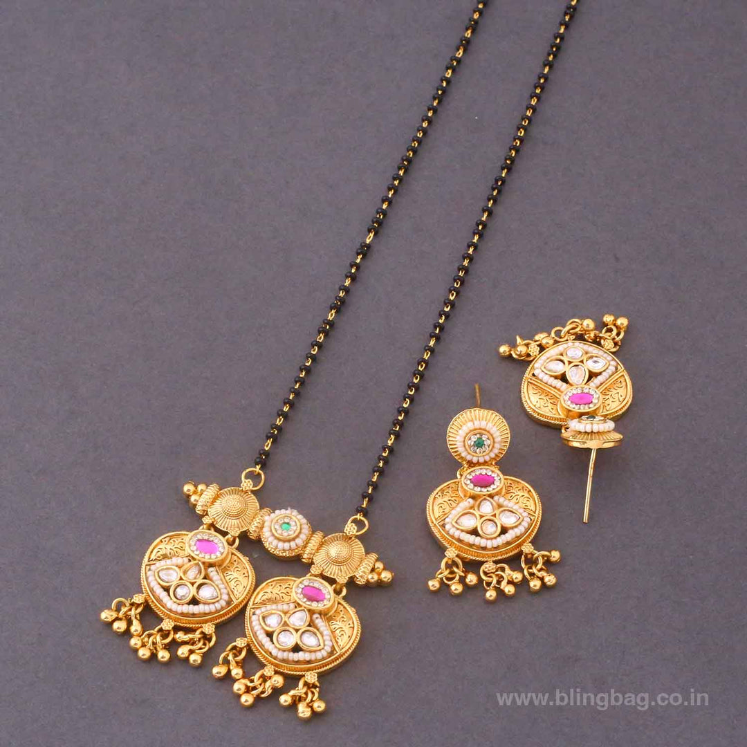 Multicolor Ishikawa Rajwadi Mangalsutra Set