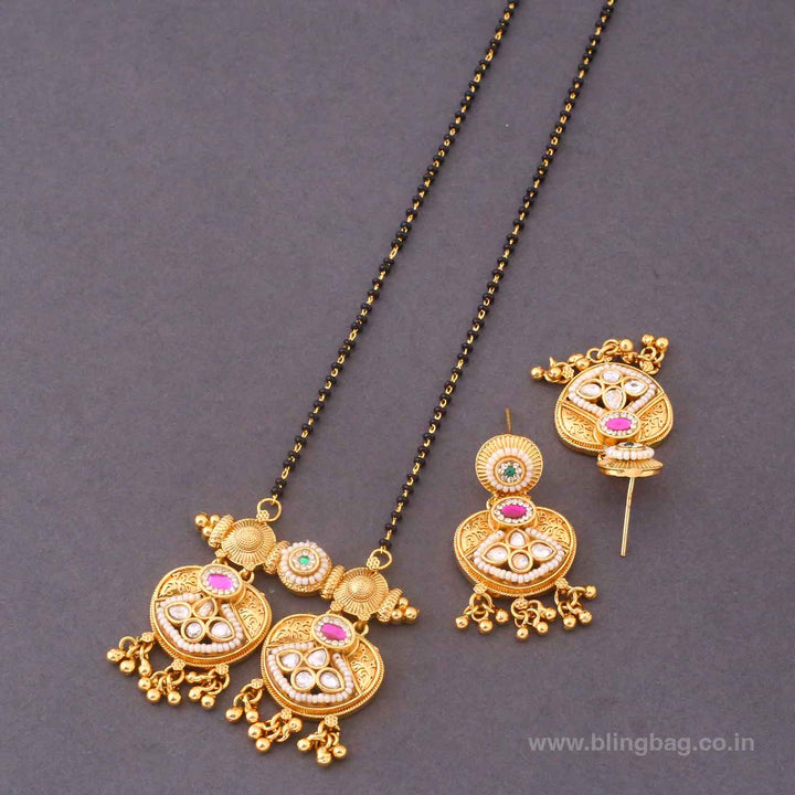 Multicolor Ishikawa Rajwadi Mangalsutra Set