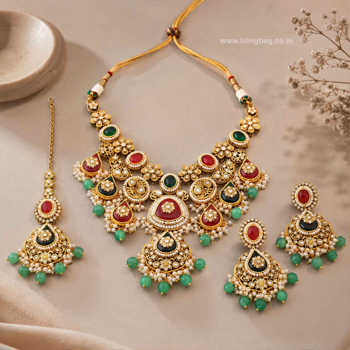 Multicolor Ishitaa Kundan Jewellery Set