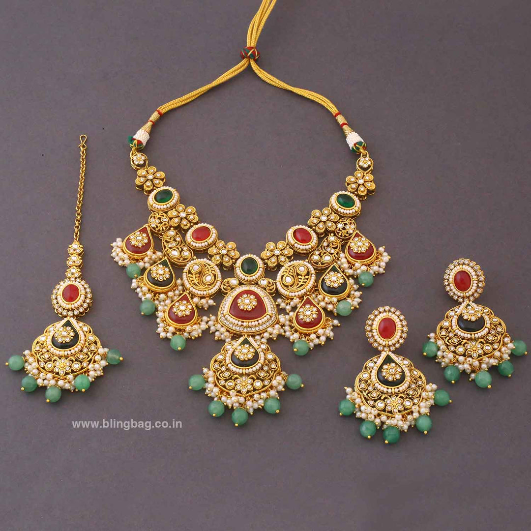 Multicolor Ishitaa Kundan Jewellery Set