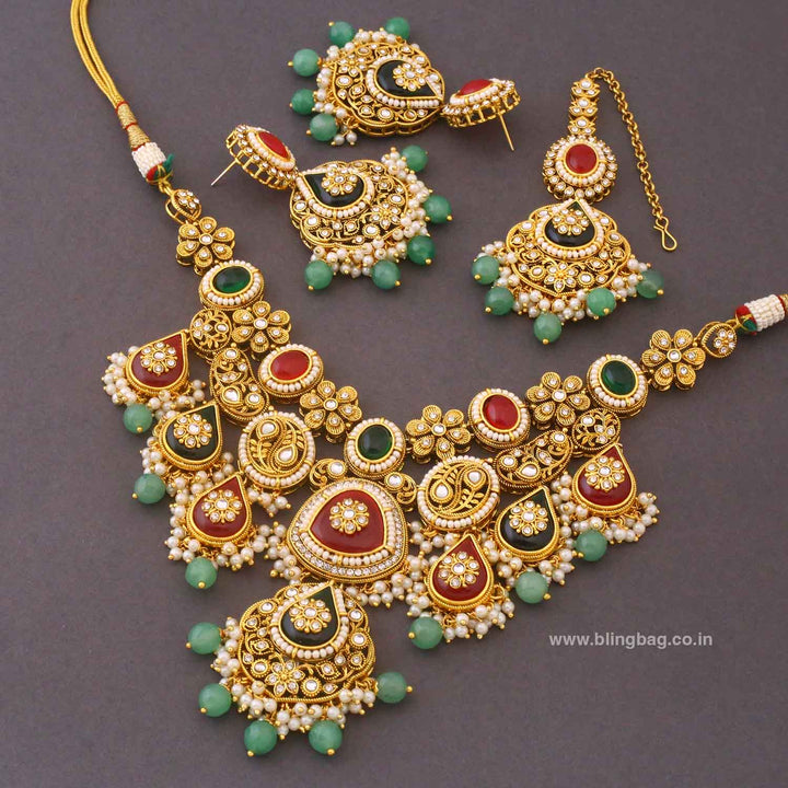 Multicolor Ishitaa Kundan Jewellery Set