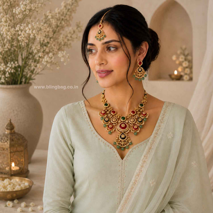 Multicolor Ishitaa Kundan Jewellery Set