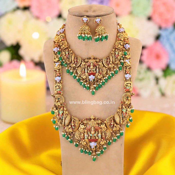 Multicolor Ishreena Bridal Temple Jewellery Set- New Arrival