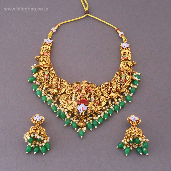 Multicolor Ishreena Bridal Temple Jewellery Set- New Arrival
