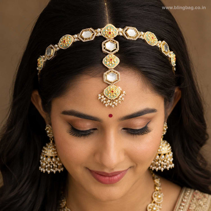 Multicolor Jaiska Hairband With Tikka