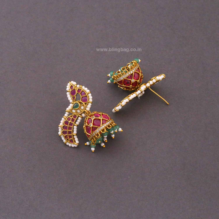 Multicolor Kabali Antique Jhumkis