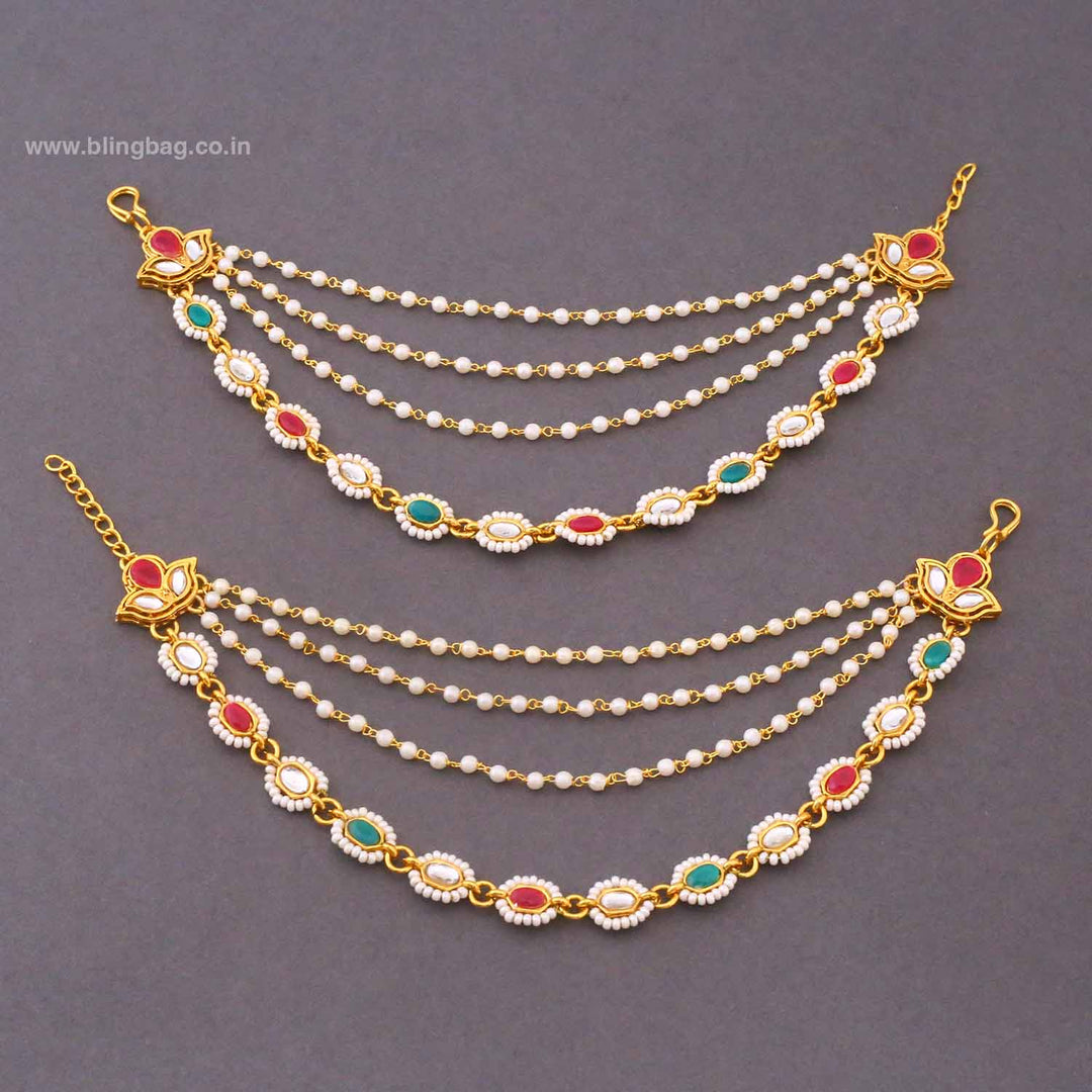 Multicolor Kamalai Antique Ear Chain