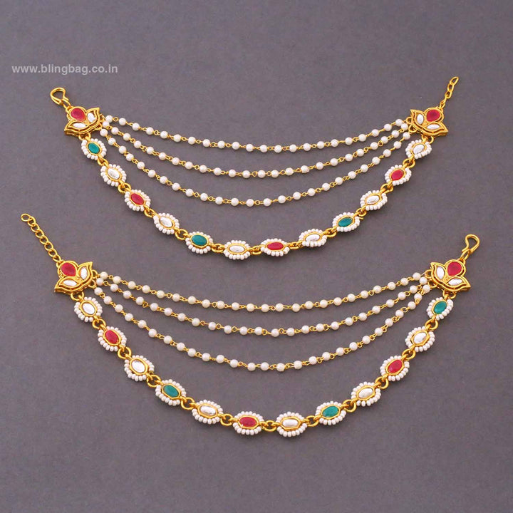 Multicolor Kamalai Antique Ear Chain