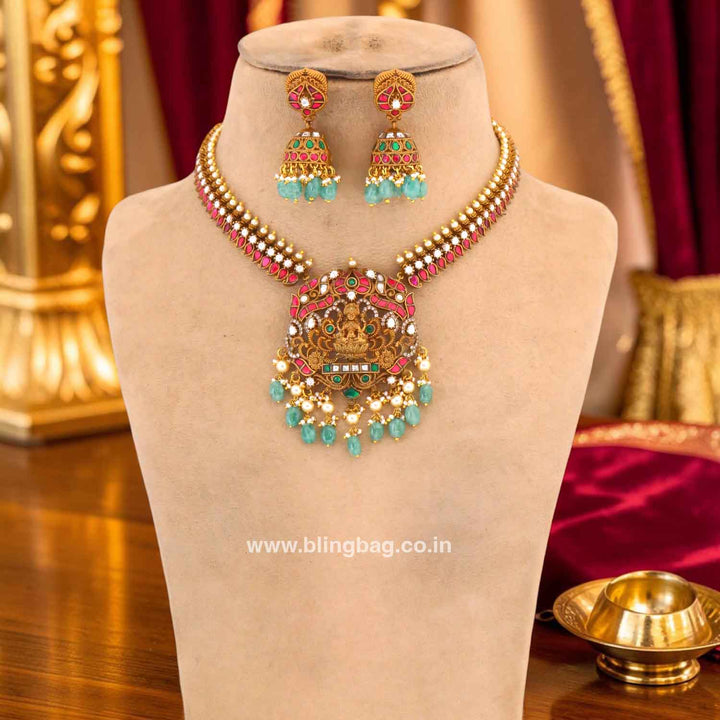 Multicolor Kawatreesh Jadau Jewellery Set- New Arrival