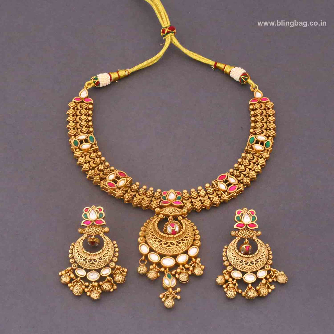 Multicolor Kritnashta Heritage Jewellery Set