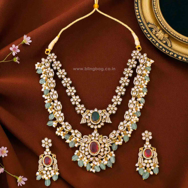 Multicolour Victorian necklace with American Diamond stones from BlingBag