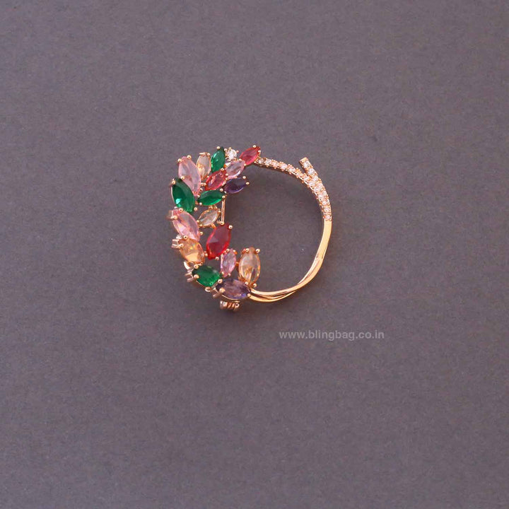 Multicolor Leaf Crown Brooch