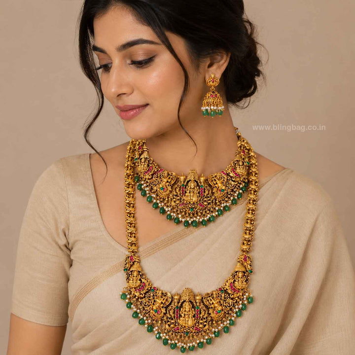 Multicolor Mahimakalli Bridal Temple Jewellery Set- New Arrival