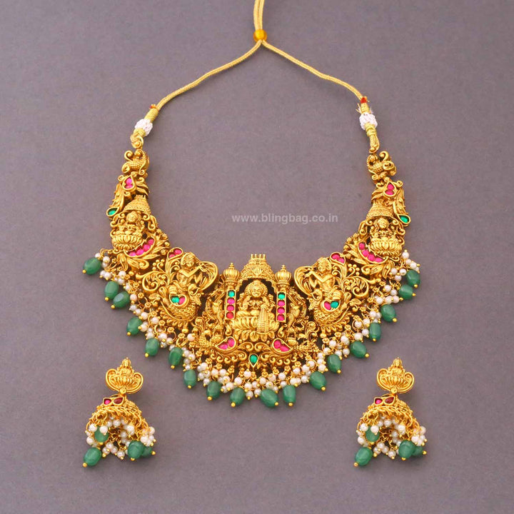 Multicolor Mahimakalli Bridal Temple Jewellery Set- New Arrival