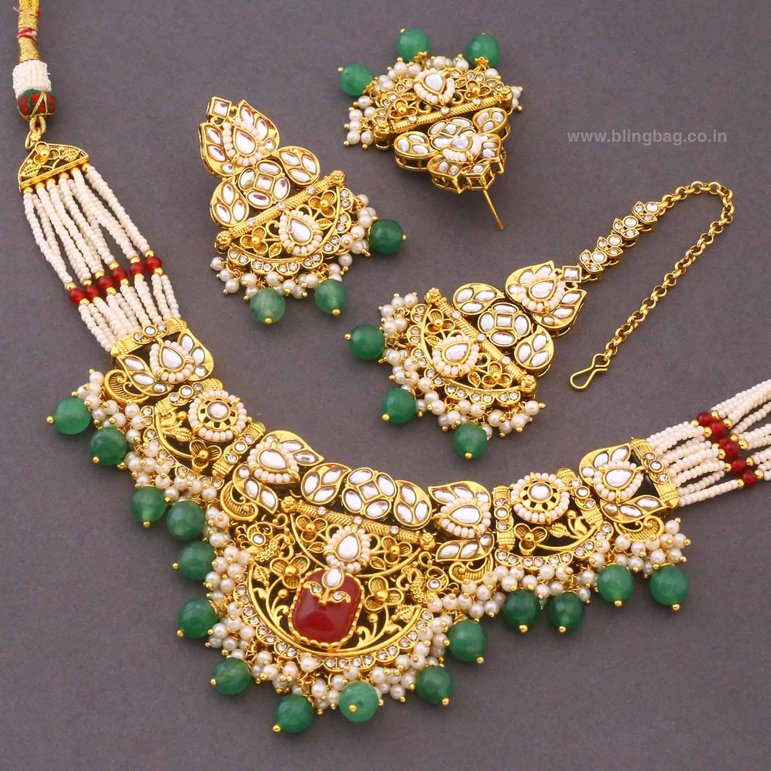 Multicolor Mayurika Kundan Jewellery Set
