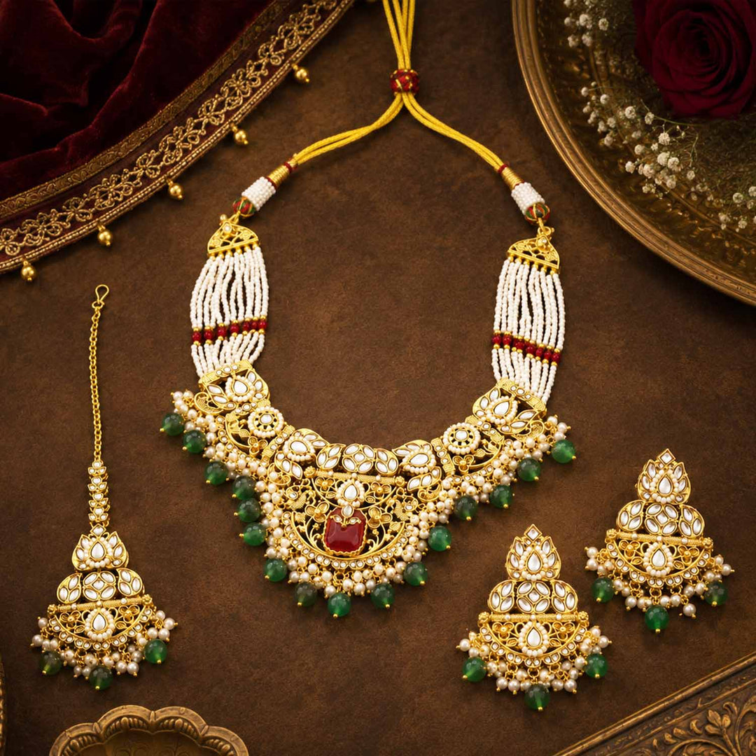 Multicolor Mayurika Kundan Jewellery Set