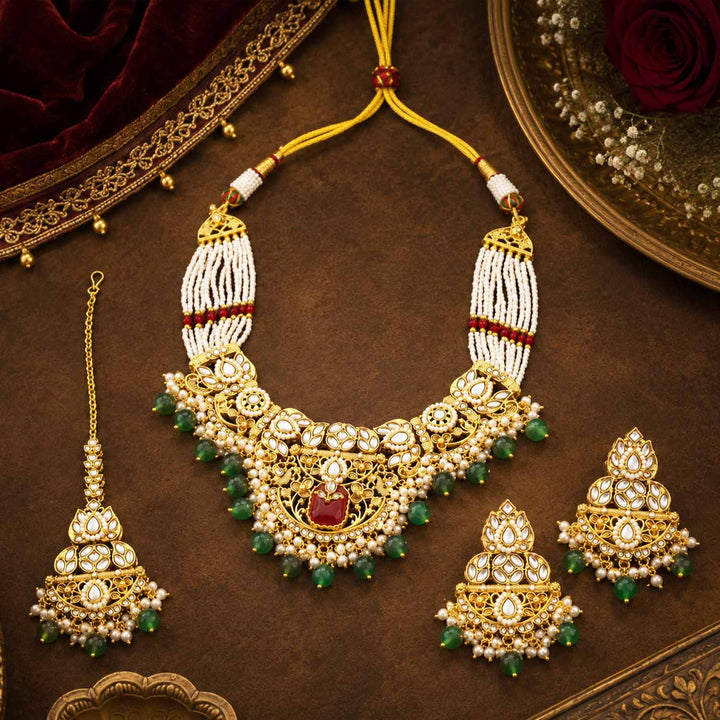 Multicolor Mayurika Kundan Jewellery Set