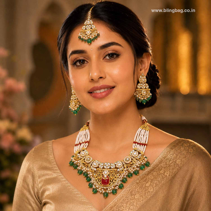 Multicolor Mayurika Kundan Jewellery Set