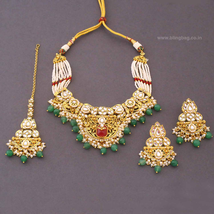Multicolor Mayurika Kundan Jewellery Set