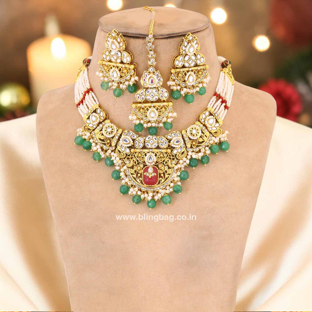 Multicolor Mayurika Kundan Jewellery Set
