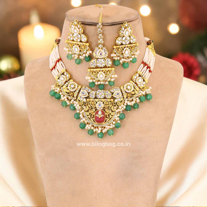 Multicolor Mayurika Kundan Jewellery Set