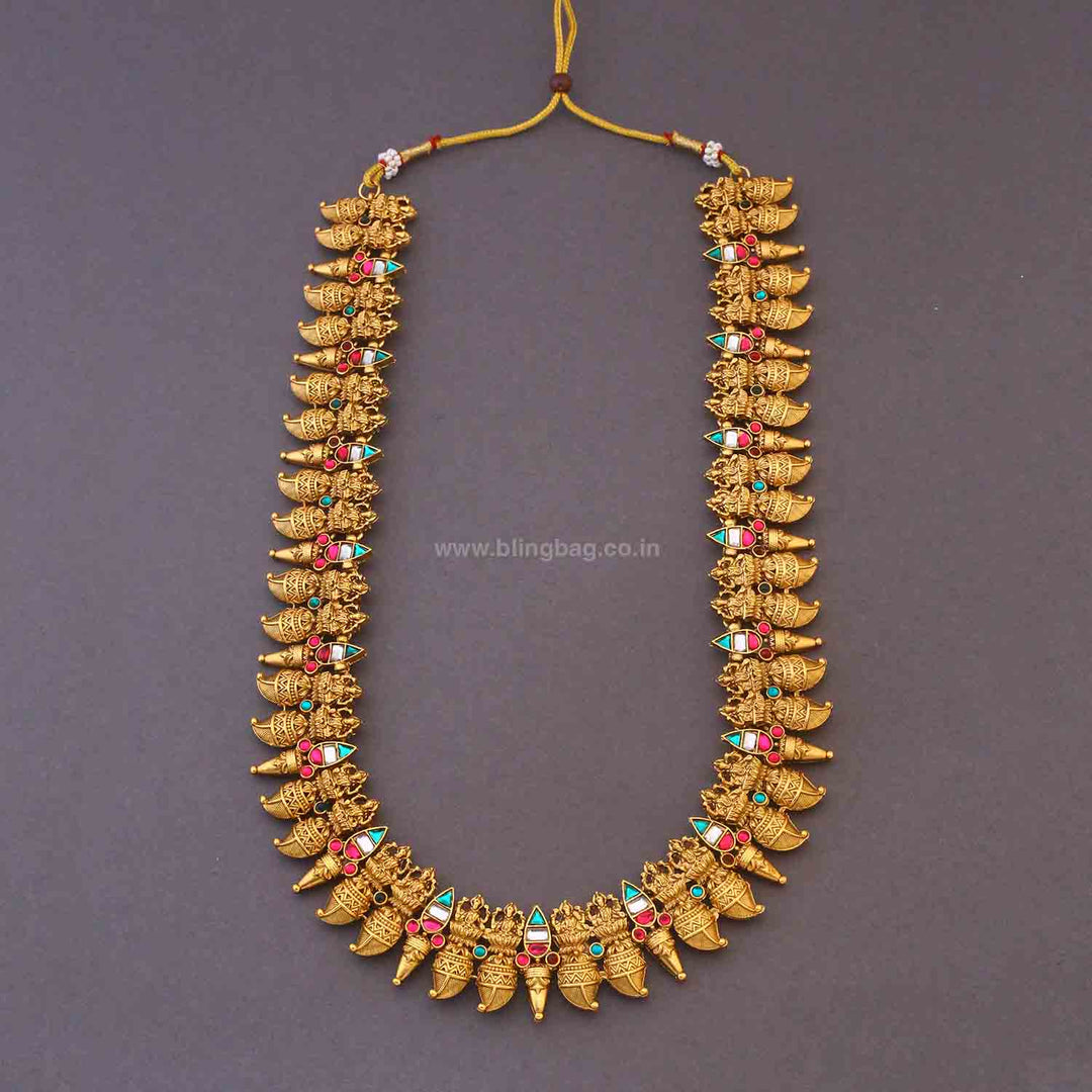 Multicolor Meenakshitaa Bridal Temple Jewellery Set - New Arrival