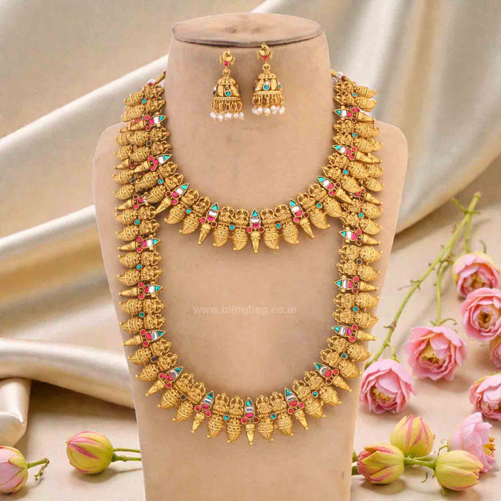 Multicolor Meenakshitaa Bridal Temple Jewellery Set - New Arrival