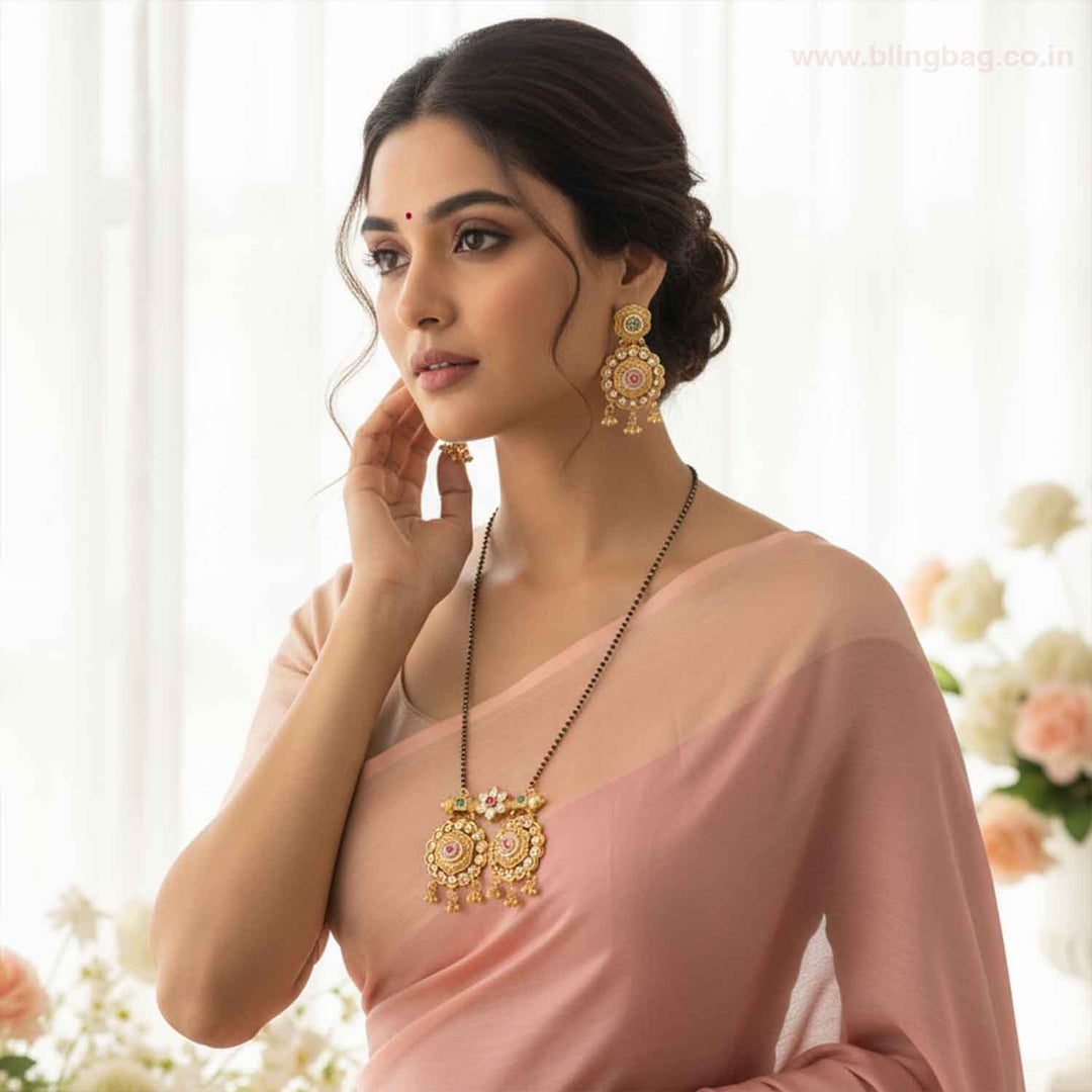 Multicolor Miyakshi Rajwadi Mangalsutra Set