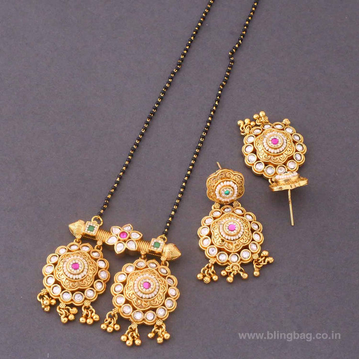 Multicolor Miyakshi Rajwadi Mangalsutra Set