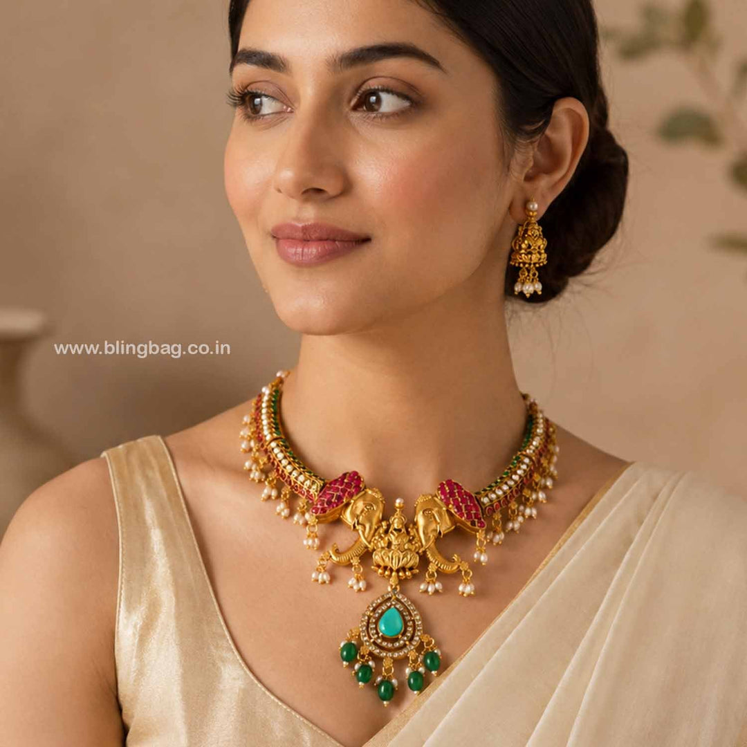Multicolor Narmadaa Temple Jewellery Set- New Arrival