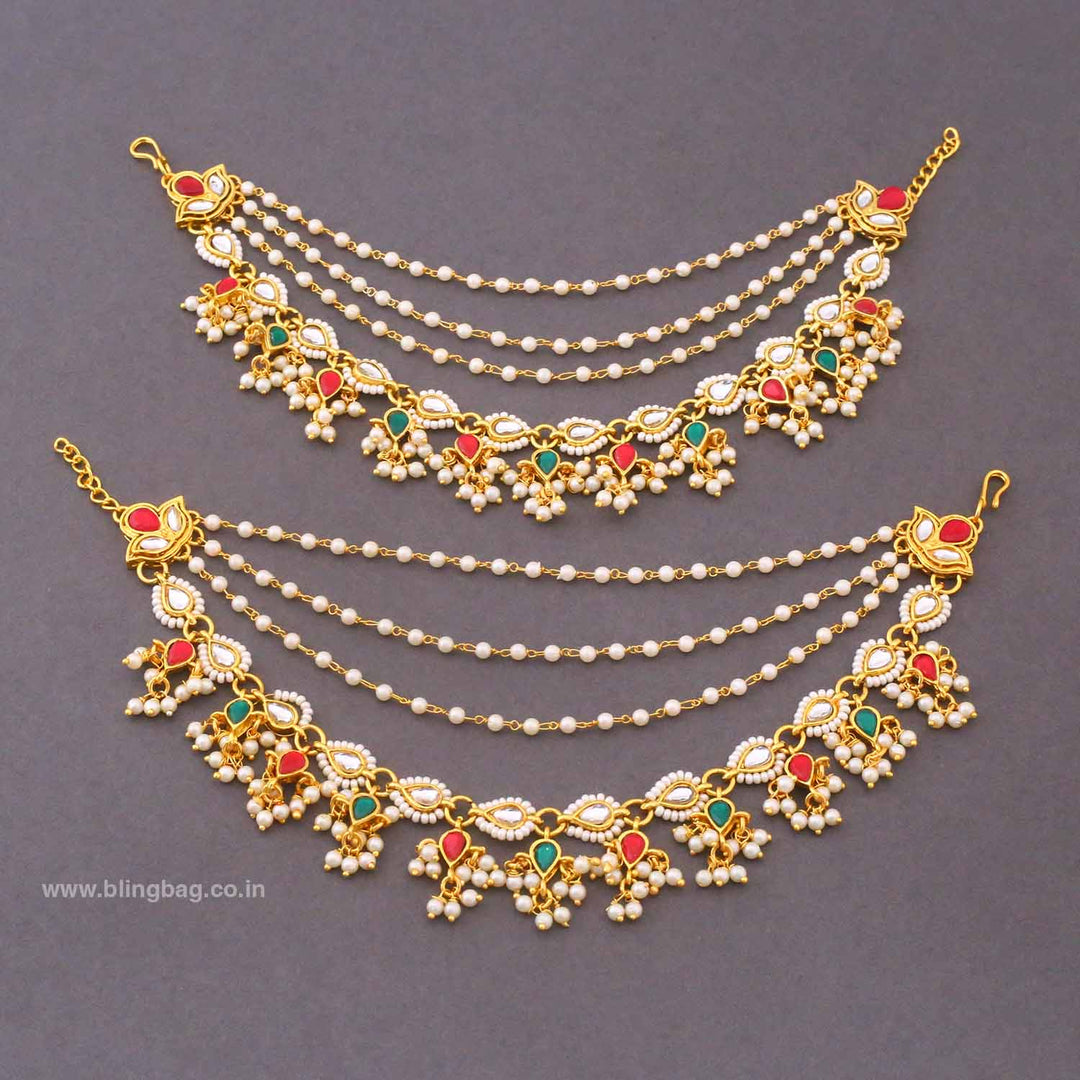 Multicolor Narmadai Antique Ear Chain