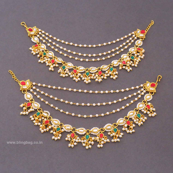 Multicolor Narmadai Antique Ear Chain