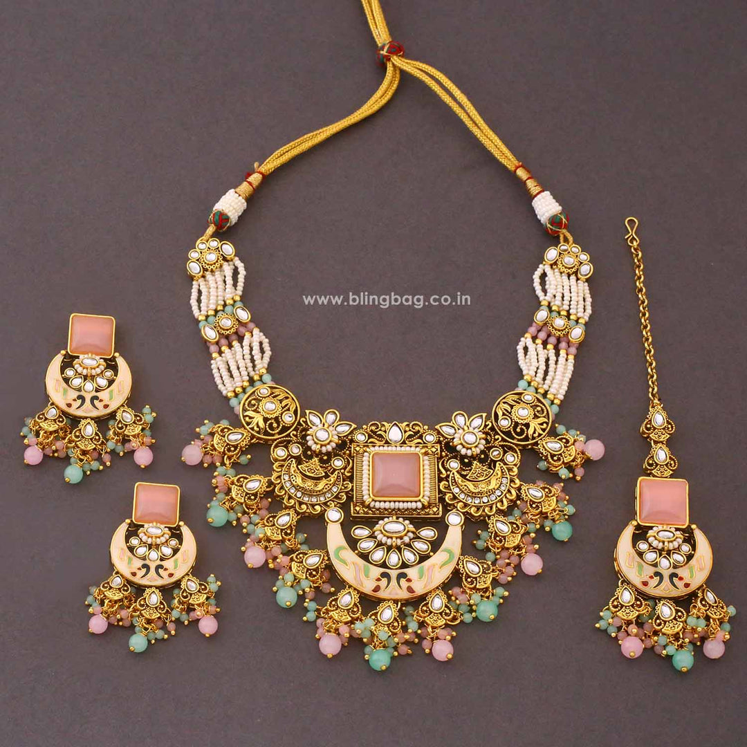 Multicolor Neila Kundan Jewellery Set