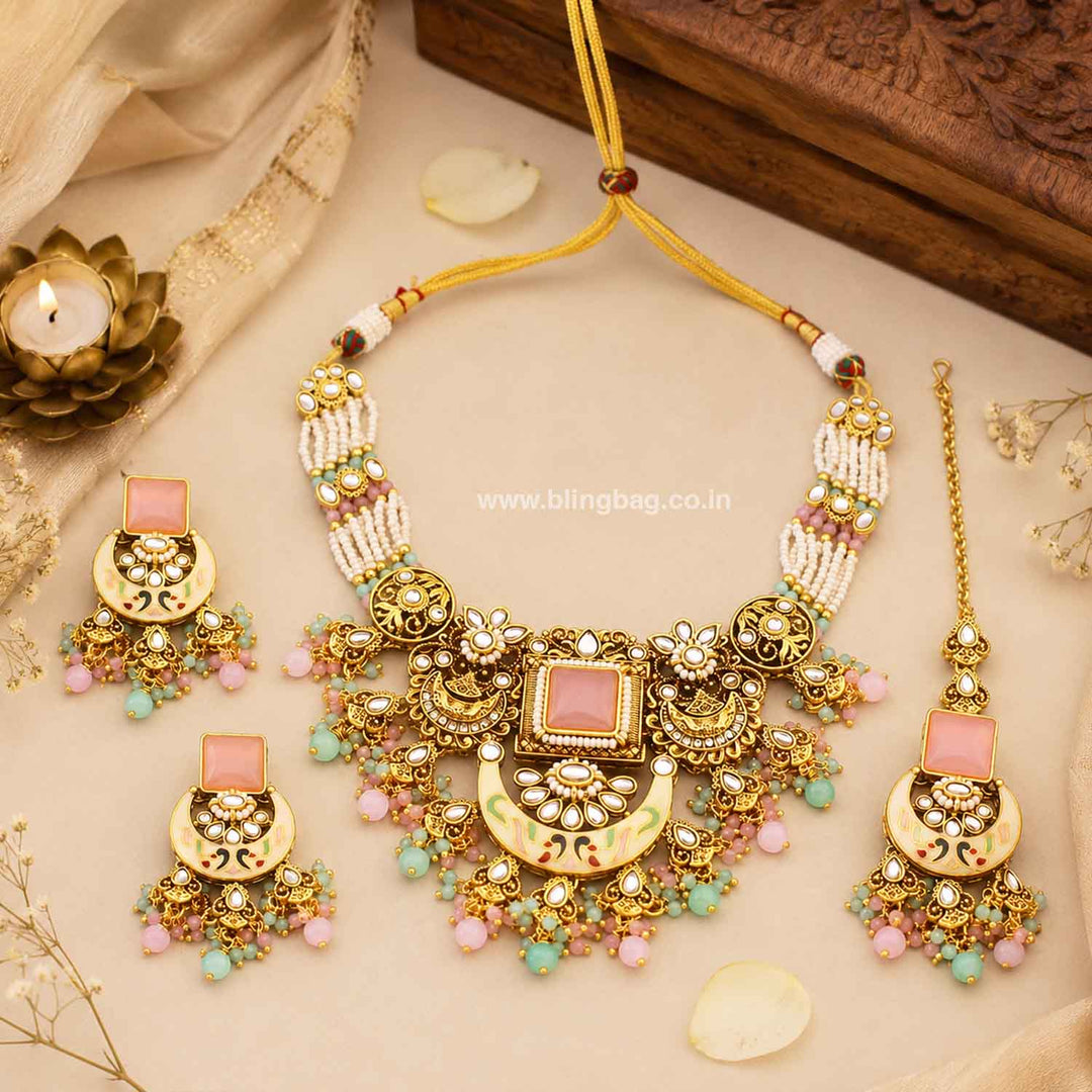 Multicolor Neila Kundan Jewellery Set