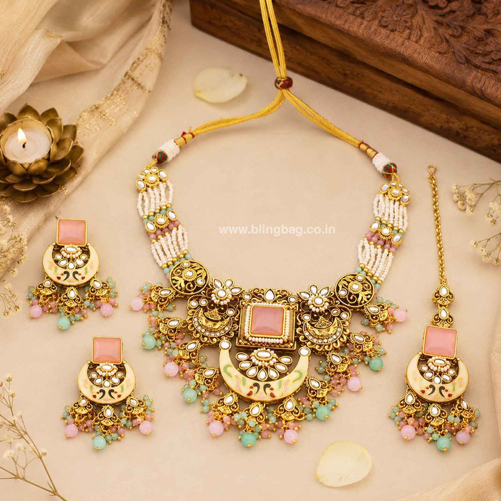 Multicolor Neila Kundan Jewellery Set