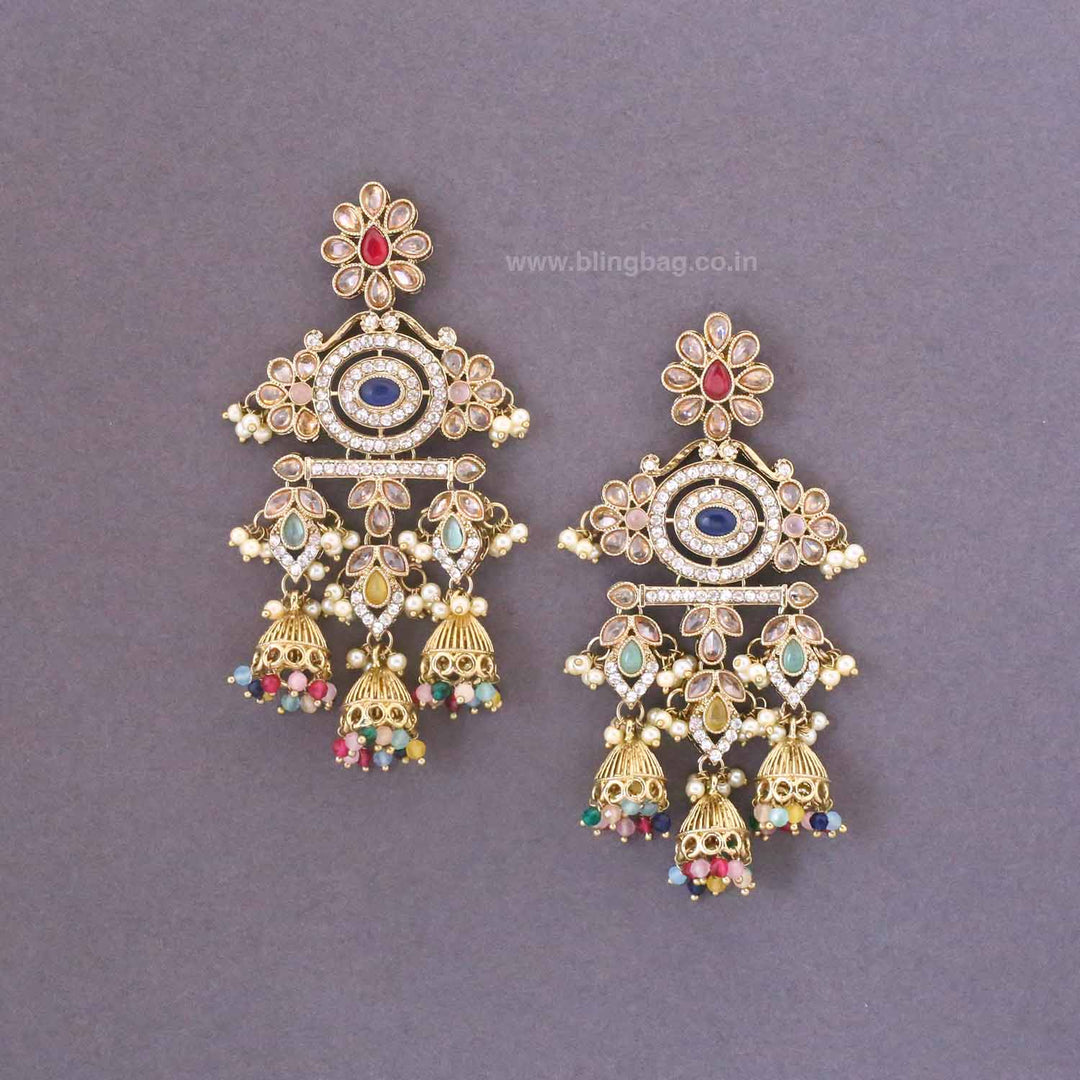 Multicolor Nupur Jhumkis