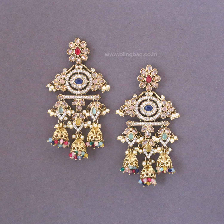 Multicolor Nupur Jhumkis