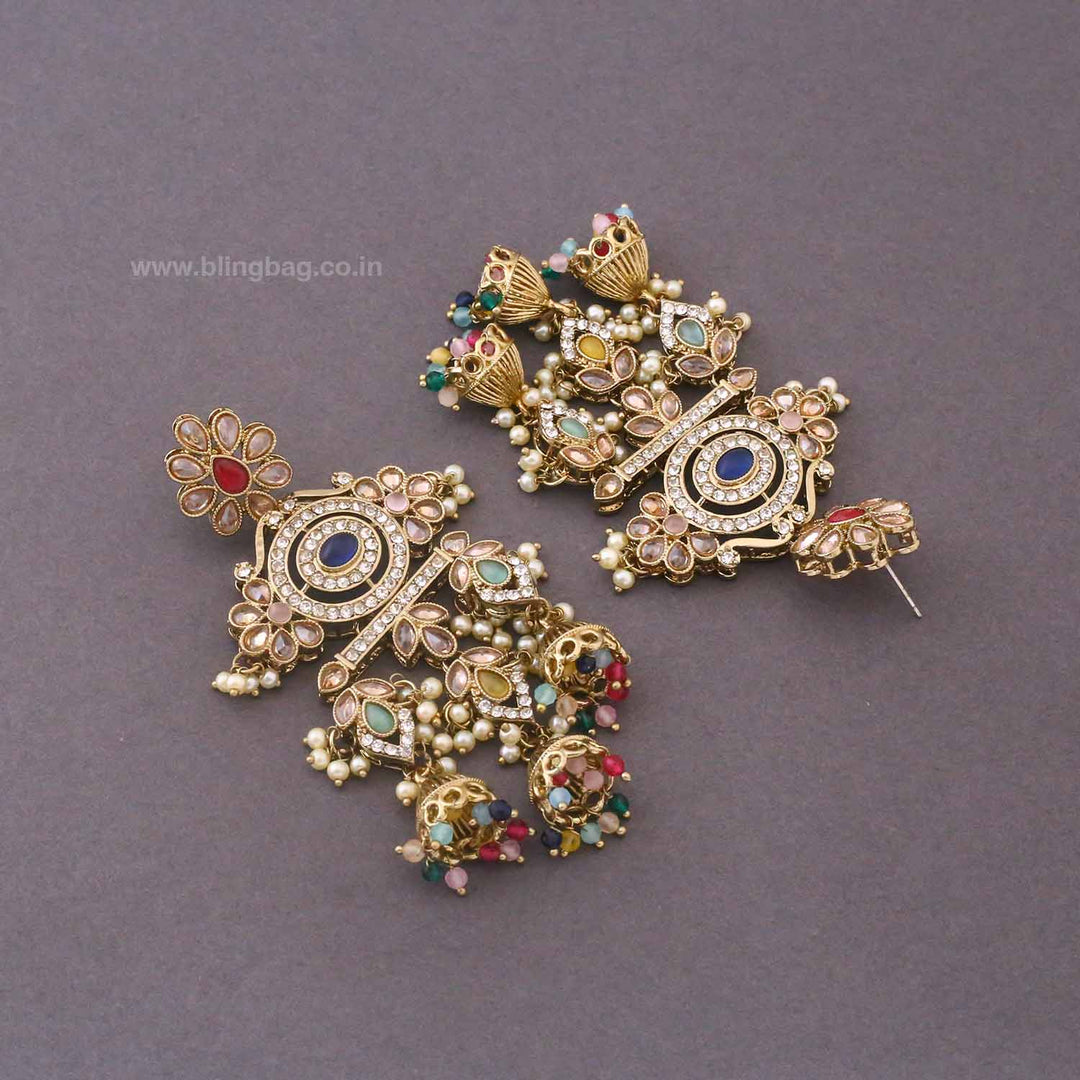Multicolor Nupur Jhumkis
