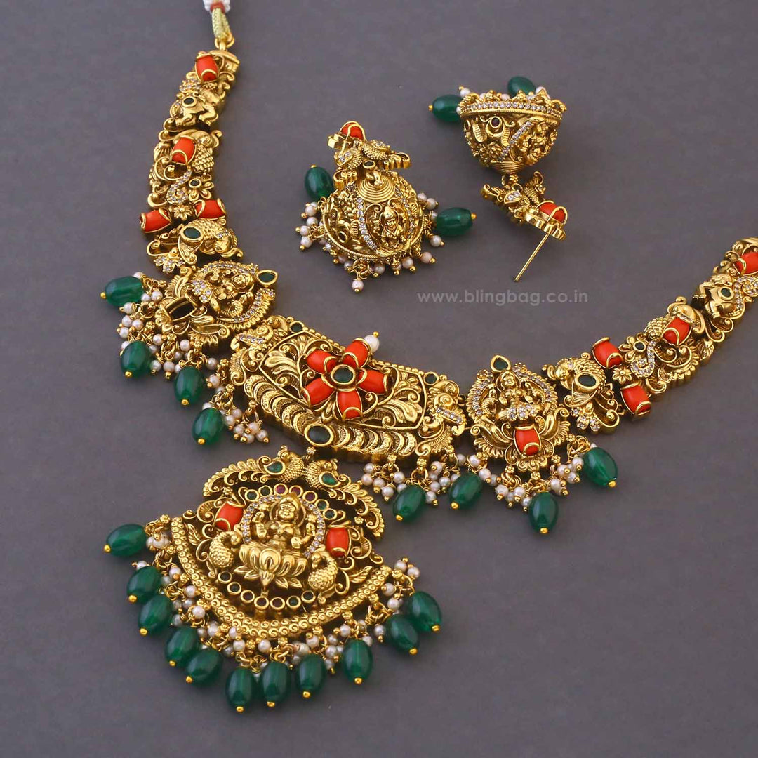 Multicolor Parvatia Temple Jewellery Set - New Arrival