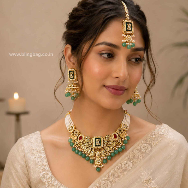 Multicolor Pashmora Kundan Jewellery Set