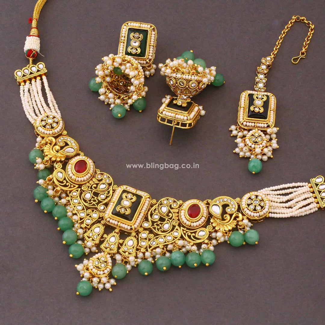 Multicolor Pashmora Kundan Jewellery Set