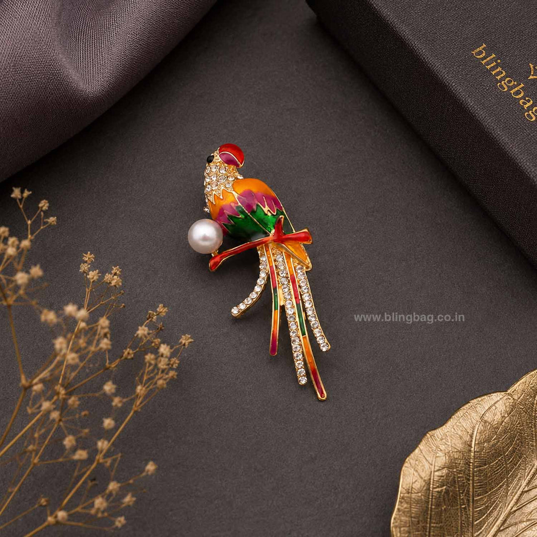Multicolor Pearl Parrot Brooch