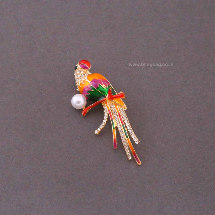 Multicolor Pearl Parrot Brooch