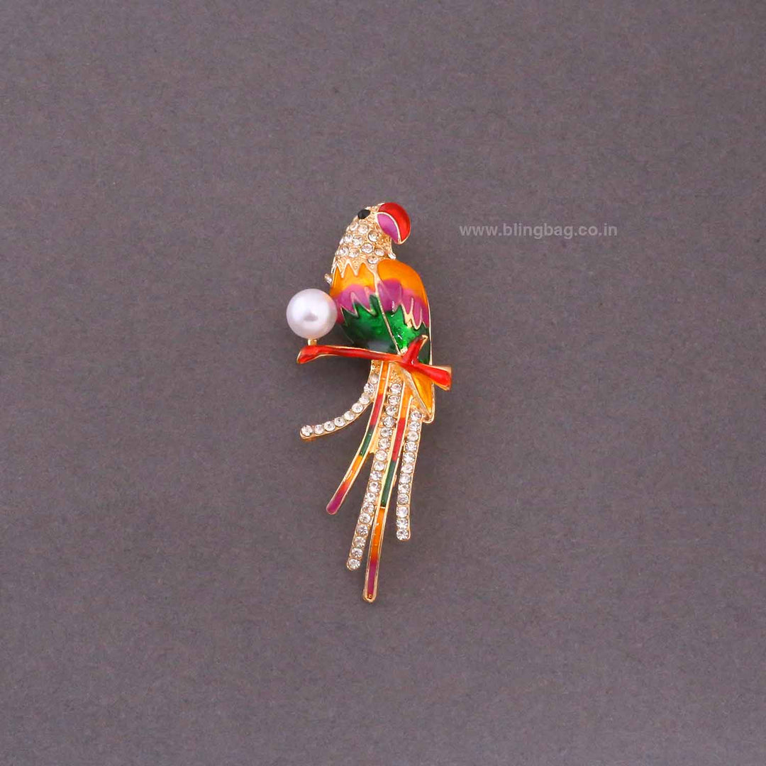 Multicolor Pearl Parrot Brooch