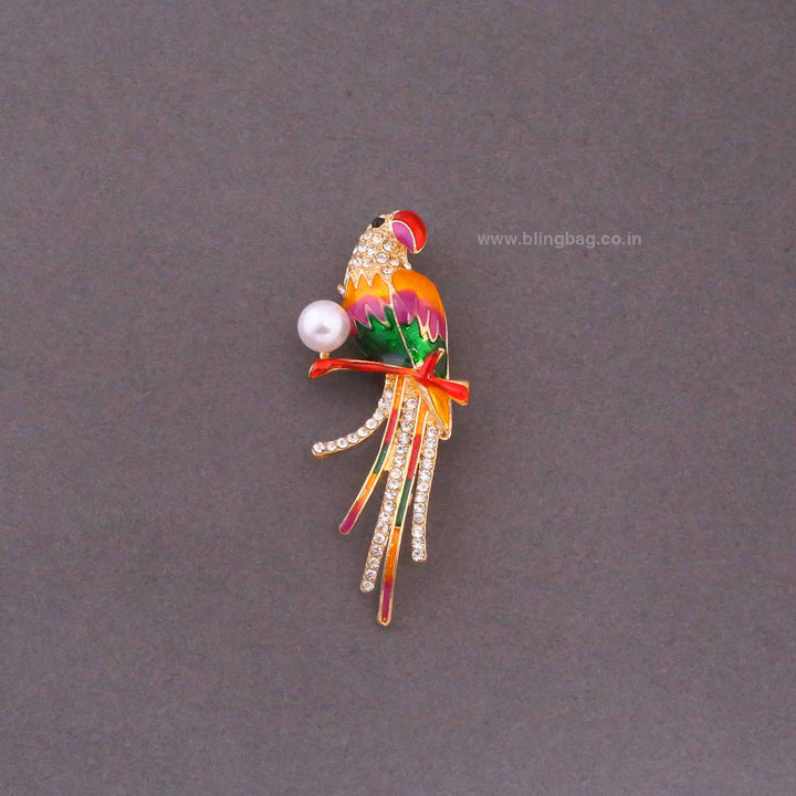 Multicolor Pearl Parrot Brooch