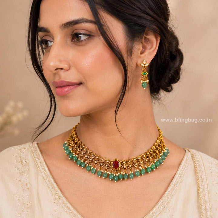 Multicolor Praveya  Antique Jewellery Set - New Arrival