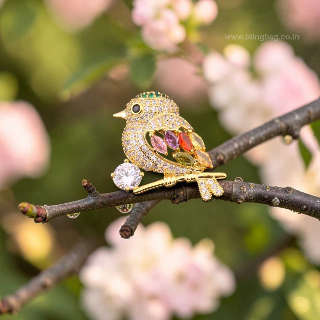 Multicolor Prism Sparrow Brooch