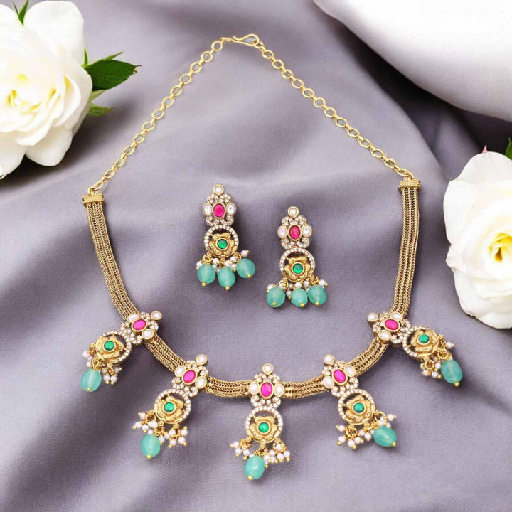 Multicolor Rajvastra Antique Jewellery Set - New Arrival
