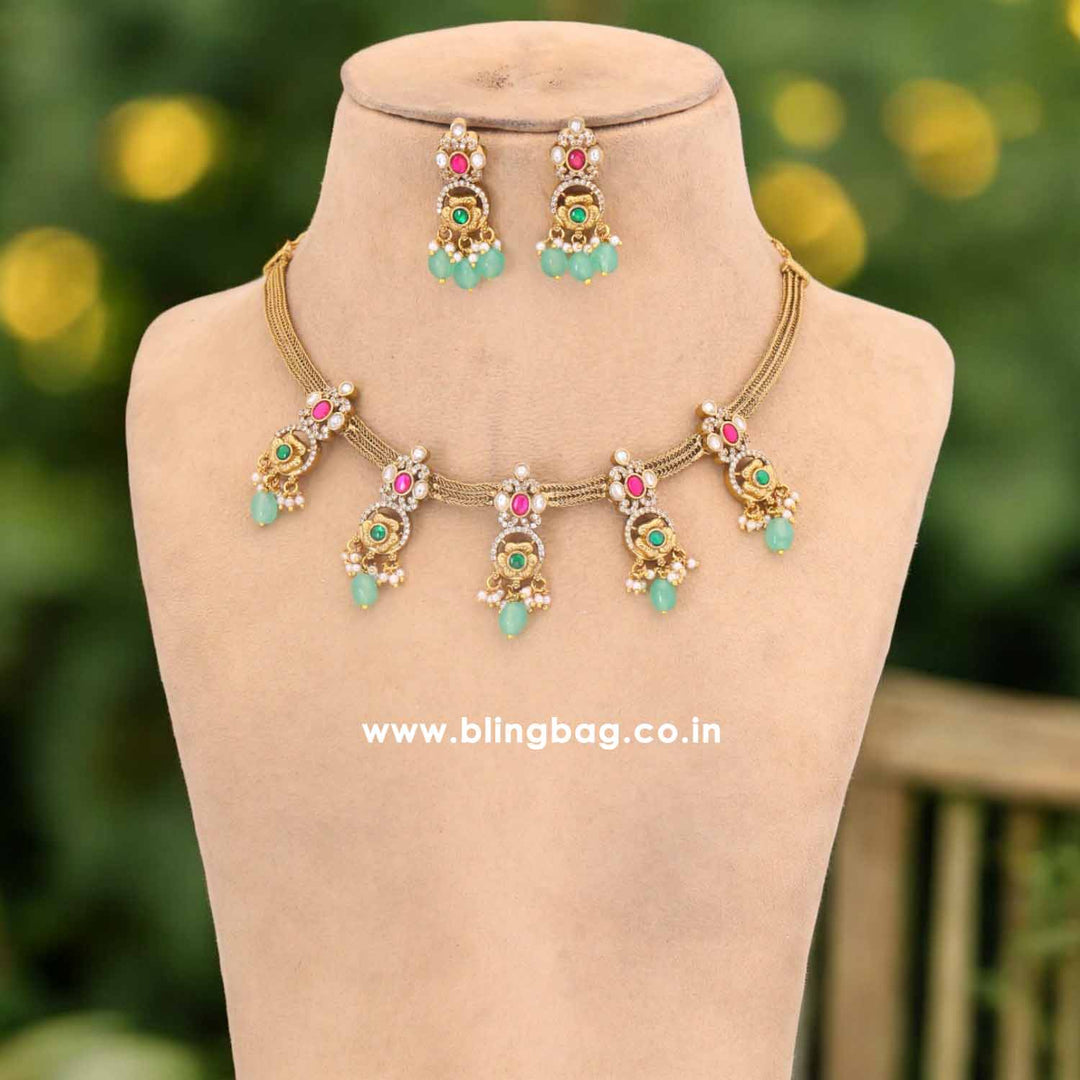 Multicolor Rajvastra Antique Jewellery Set - New Arrival