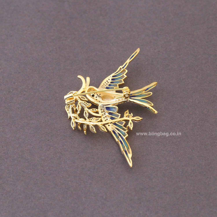 Multicolor Sapphire Swallow Brooch